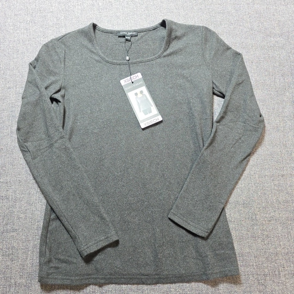 NWT MARIO SERRANI  SCOOP NECK LONG SLEEVE  KNIT TOP COLOR GRAY SIZE XS
